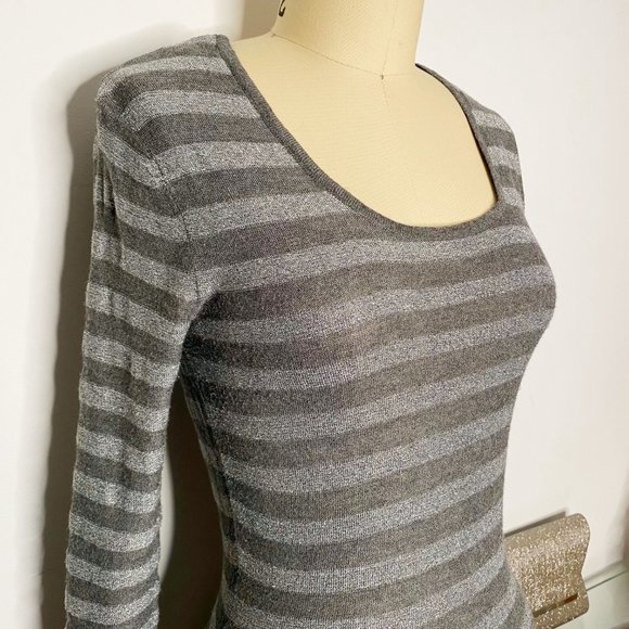 Vintage Y2K H&M Divided Striped Metallic Bodycon Mini Dress - Picture 2 of 10